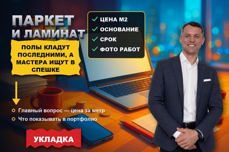 Продвижение сайта по укладке паркета и ламината: полы кладут последними, подрядчика ищут в спешке